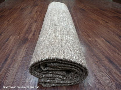 Brown 11'4" x 15'4" Modern and Contemporary Hand knotted Wool Rug - Sku: O022808