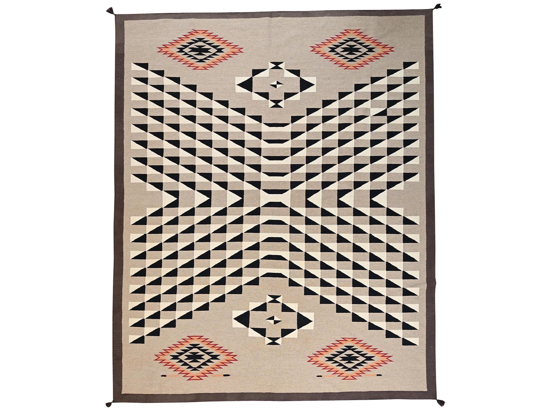 Brown 12'2" x 14'9" Flat Weave Hand woven Wool Rug - Sku: O02280