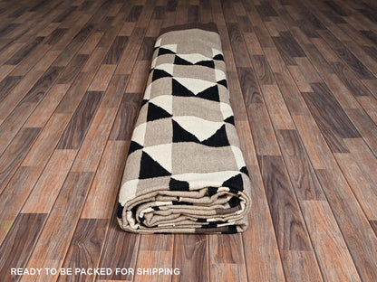 Brown 12'2" x 14'9" Flat Weave Hand woven Wool Rug - Sku: O02280