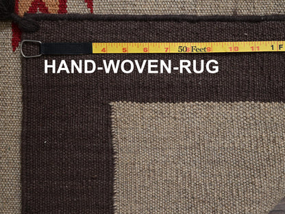 Brown 12'2" x 14'9" Flat Weave Hand woven Wool Rug - Sku: O02280