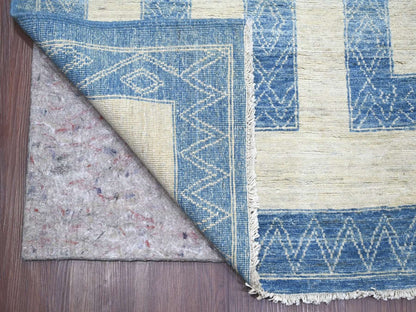 Blue 9'10" x 13'6" Oushak And Peshawar Hand knotted Wool Rug - Sku: O022810