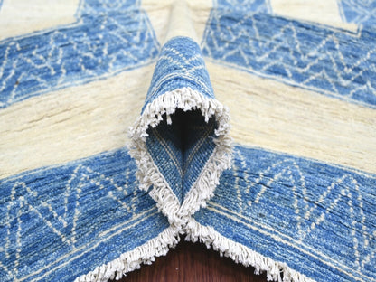 Blue 9'10" x 13'6" Oushak And Peshawar Hand knotted Wool Rug - Sku: O022810