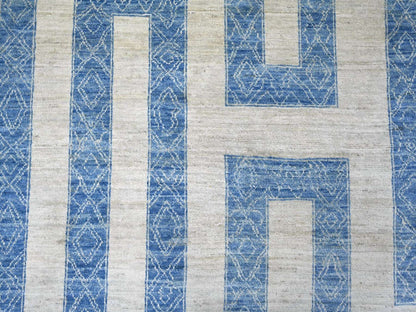 Blue 9'10" x 13'6" Oushak And Peshawar Hand knotted Wool Rug - Sku: O022810