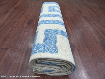 Blue 9'10" x 13'6" Oushak And Peshawar Hand knotted Wool Rug - Sku: O022810
