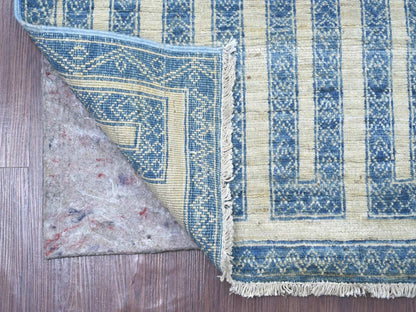 Blue 2'5" x 9'5" Oushak And Peshawar Hand knotted Wool Rug - Sku: O022811
