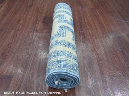 Peshawar Oushak hand-knotted wool runner in Blue, 2'5" x 9'5" — SKU O022811 (view 4)