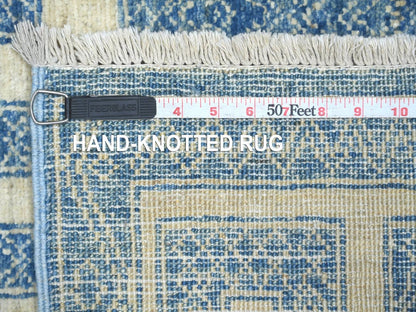 Blue 2'5" x 9'5" Oushak And Peshawar Hand knotted Wool Rug - Sku: O022811
