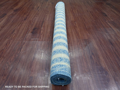 Blue 4'11" x 5'11" Oushak And Peshawar Hand knotted Wool Rug - Sku: O022813