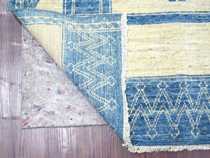 Blue 5'11" x 8'10" Oushak And Peshawar Hand knotted Wool Rug - Sku: O022815