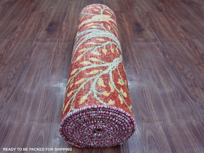 Peshawar Oushak hand-knotted wool runner in Red, 2'10" x 15'10" — SKU O022816 (view 4)