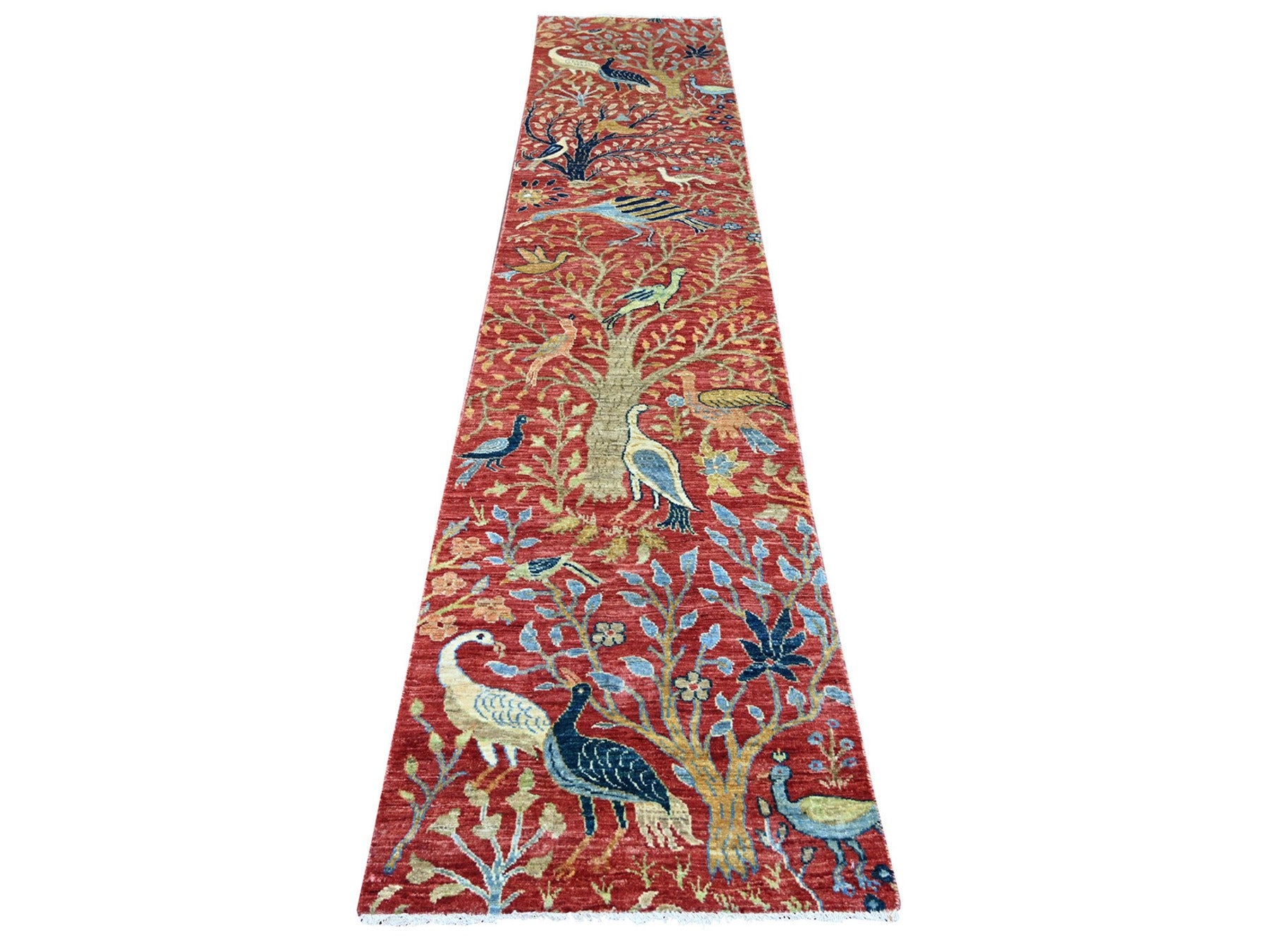 Peshawar Oushak hand-knotted wool runner in Red, 2'6" x 12' — SKU O022819