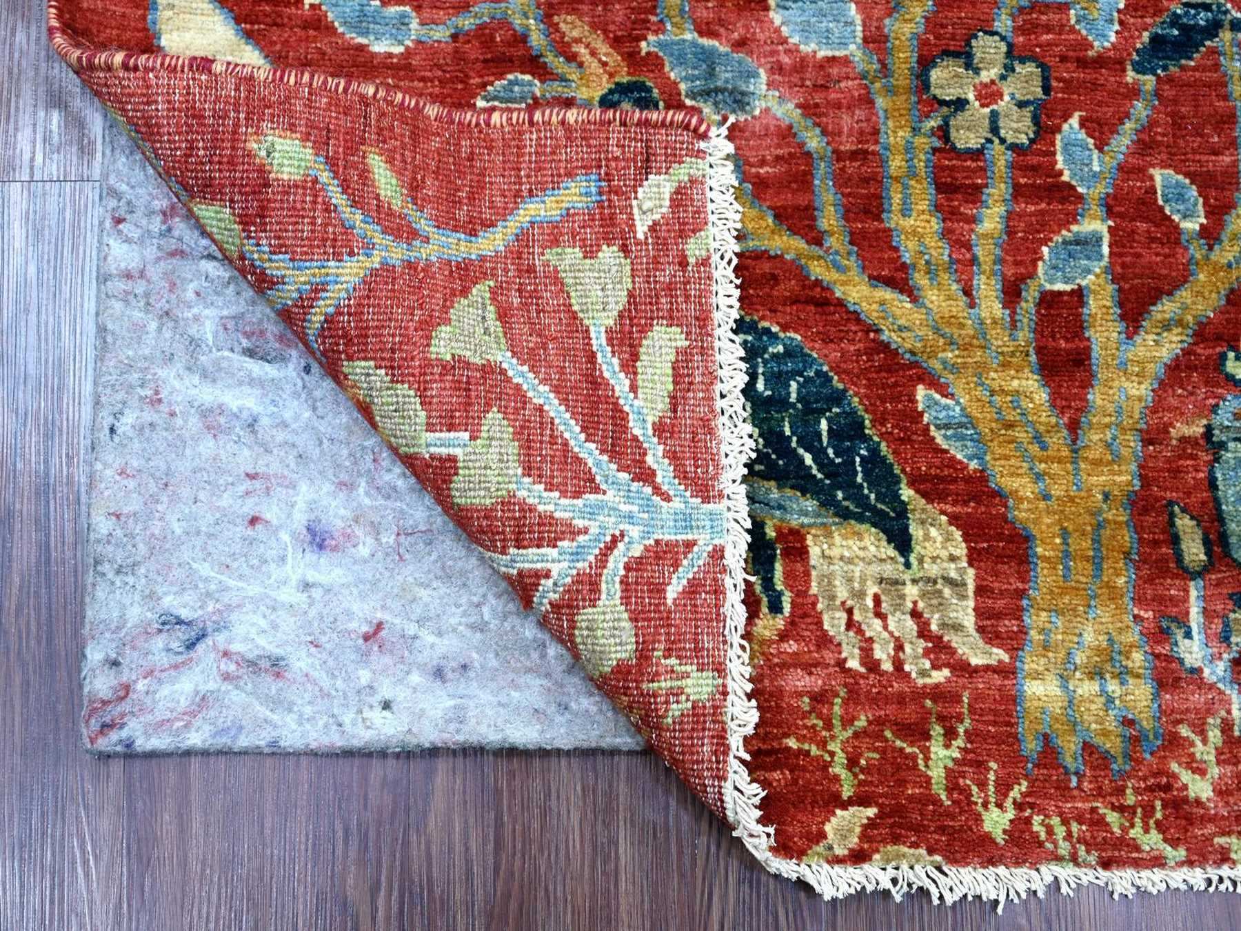 Peshawar Oushak hand-knotted wool runner in Red, 2'6" x 12' — SKU O022819 (view 2)