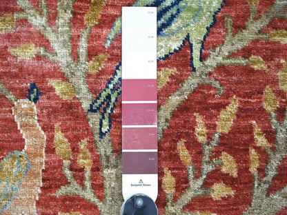 Peshawar Oushak hand-knotted wool runner in Red, 2'6" x 12' — SKU O022819 (view 3)