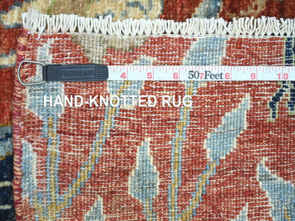 Peshawar Oushak hand-knotted wool runner in Red, 2'6" x 12' — SKU O022819 (view 6)