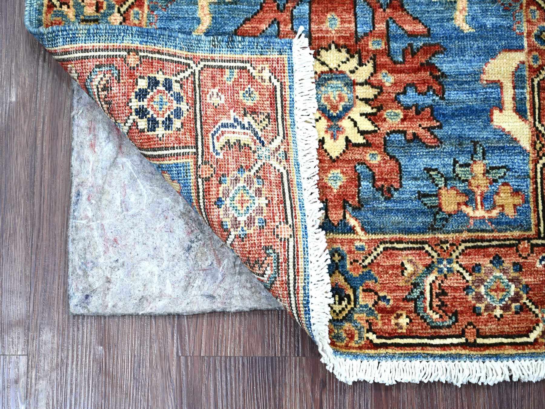 Blue 2'1" x 6'1" Tribal & Geometric Hand knotted Wool Rug - Sku: O022823