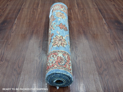 Blue 2'1" x 6'1" Tribal & Geometric Hand knotted Wool Rug - Sku: O022823