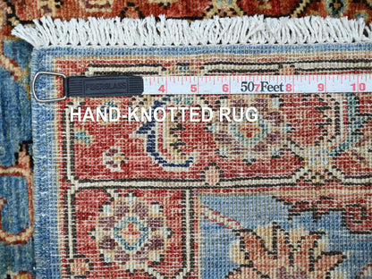Blue 2'1" x 6'1" Tribal & Geometric Hand knotted Wool Rug - Sku: O022823