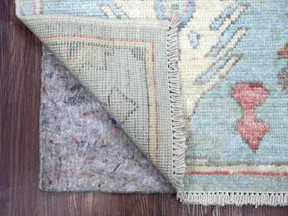 Blue 4'0" x 6'1" Tribal & Geometric Hand knotted Wool Rug - Sku: O022824