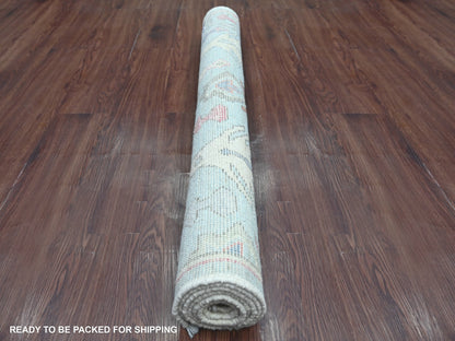 Blue 4'0" x 6'1" Tribal & Geometric Hand knotted Wool Rug - Sku: O022824