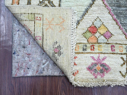 Tribal & Geometric hand-knotted wool runner in Gray, 2'8" x 11'4" — SKU O022826 (view 2)