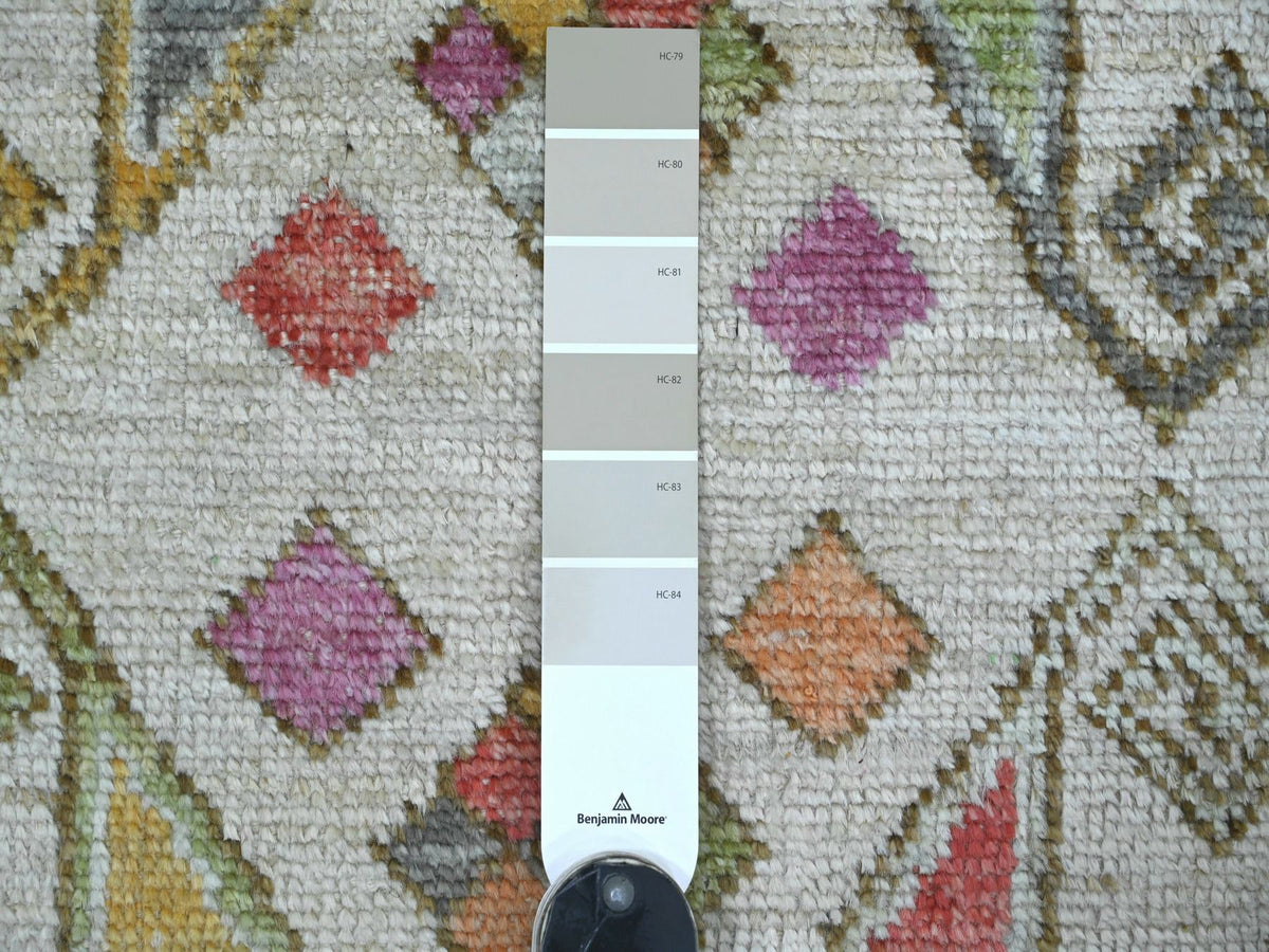 Tribal & Geometric hand-knotted wool runner in Gray, 2'8" x 11'4" — SKU O022826 (view 3)