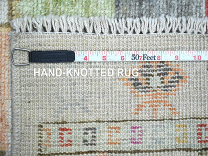 Tribal & Geometric hand-knotted wool runner in Gray, 2'8" x 11'4" — SKU O022826 (view 6)