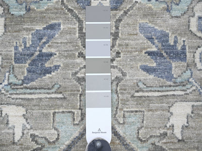 Heriz Oushak hand-knotted wool runner in Gray & Ivory, 2'7" x 10'8" — SKU O022828 (view 3)