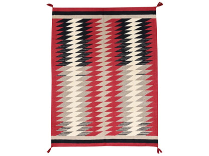 Flat-Weave hand-knotted wool rug in Red, 5'3" x 7'1" — SKU O02282