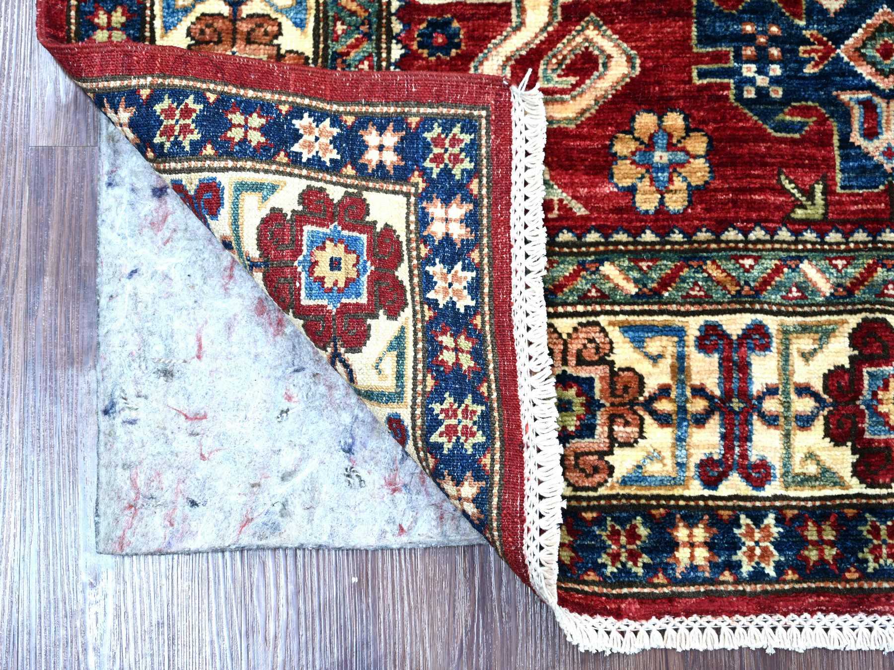 Kazak Tribal & Geometric hand-knotted wool rug in Red & Ivory, 3'11" x 6'4" — SKU O022831 (view 2)