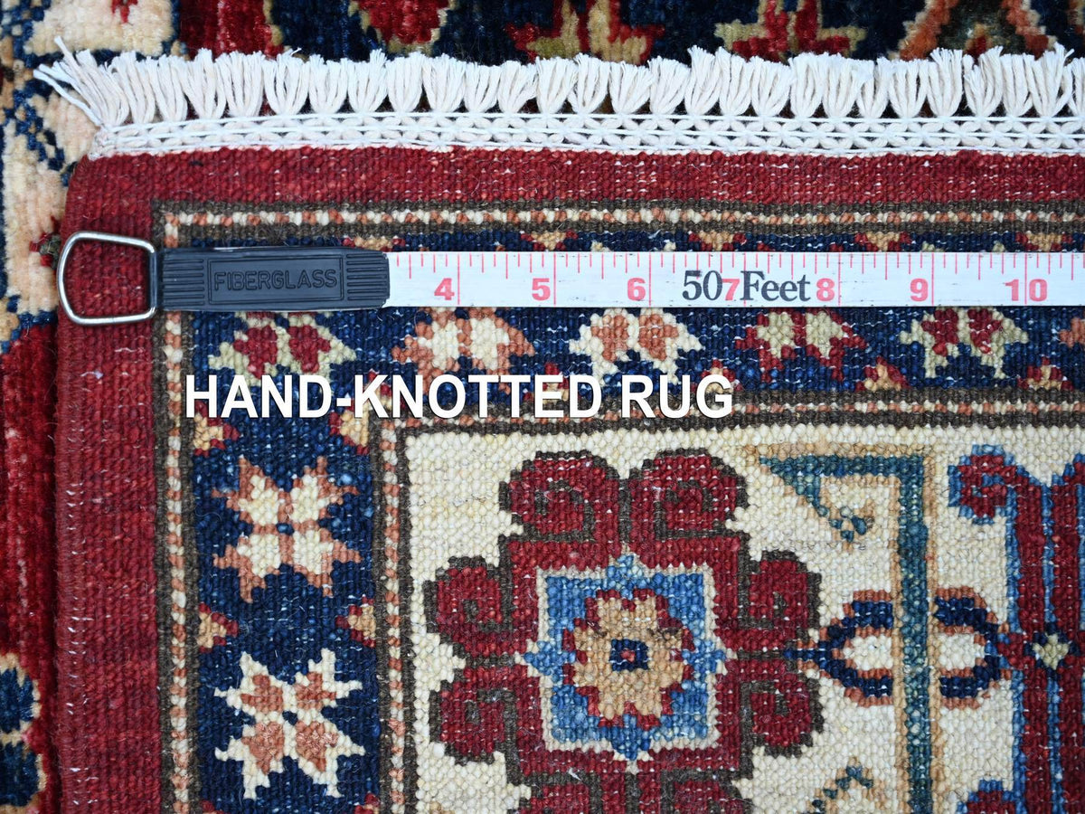 Kazak Tribal & Geometric hand-knotted wool rug in Red & Ivory, 3'11" x 6'4" — SKU O022831 (view 6)