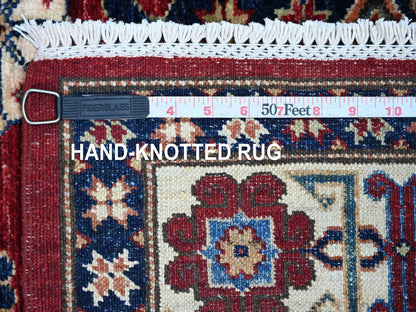 Kazak Tribal & Geometric hand-knotted wool rug in Red & Ivory, 3'11" x 6'4" — SKU O022831 (view 6)