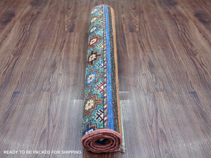 Kazak Tribal & Geometric hand-knotted wool rug in Multicolored, 2'9" x 3'8" — SKU O022832 (view 4)
