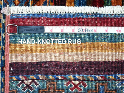 Kazak Tribal & Geometric hand-knotted wool rug in Multicolored, 2'9" x 3'8" — SKU O022832 (view 6)