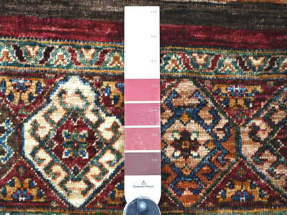 Multicolored 2'8" x 6'2" Tribal & Geometric Hand knotted Wool Rug - Sku: O022834