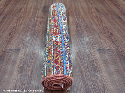 Kazak Tribal & Geometric hand-knotted wool runner in Multicolored, 2'8" x 6'2" — SKU O022834 (view 4)