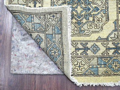 Ersari Tribal & Geometric hand-knotted wool runner in Ivory & Gray, 2'6" x 11'8" — SKU O022835 (view 2)