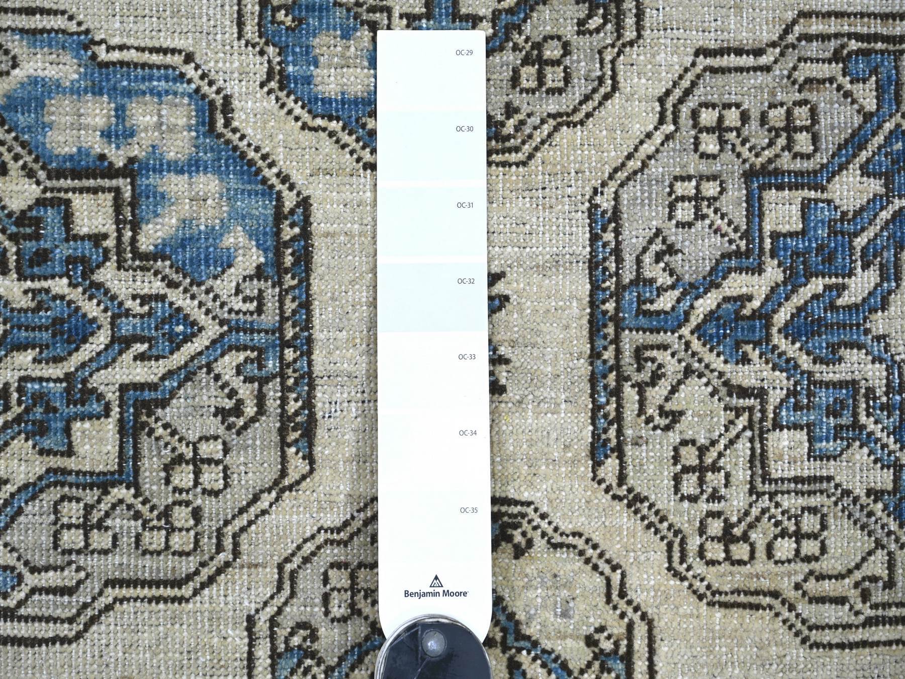 Ersari Tribal & Geometric hand-knotted wool rug in Ivory & Gray, 5'11" x 8'9" — SKU O022837 (view 3)