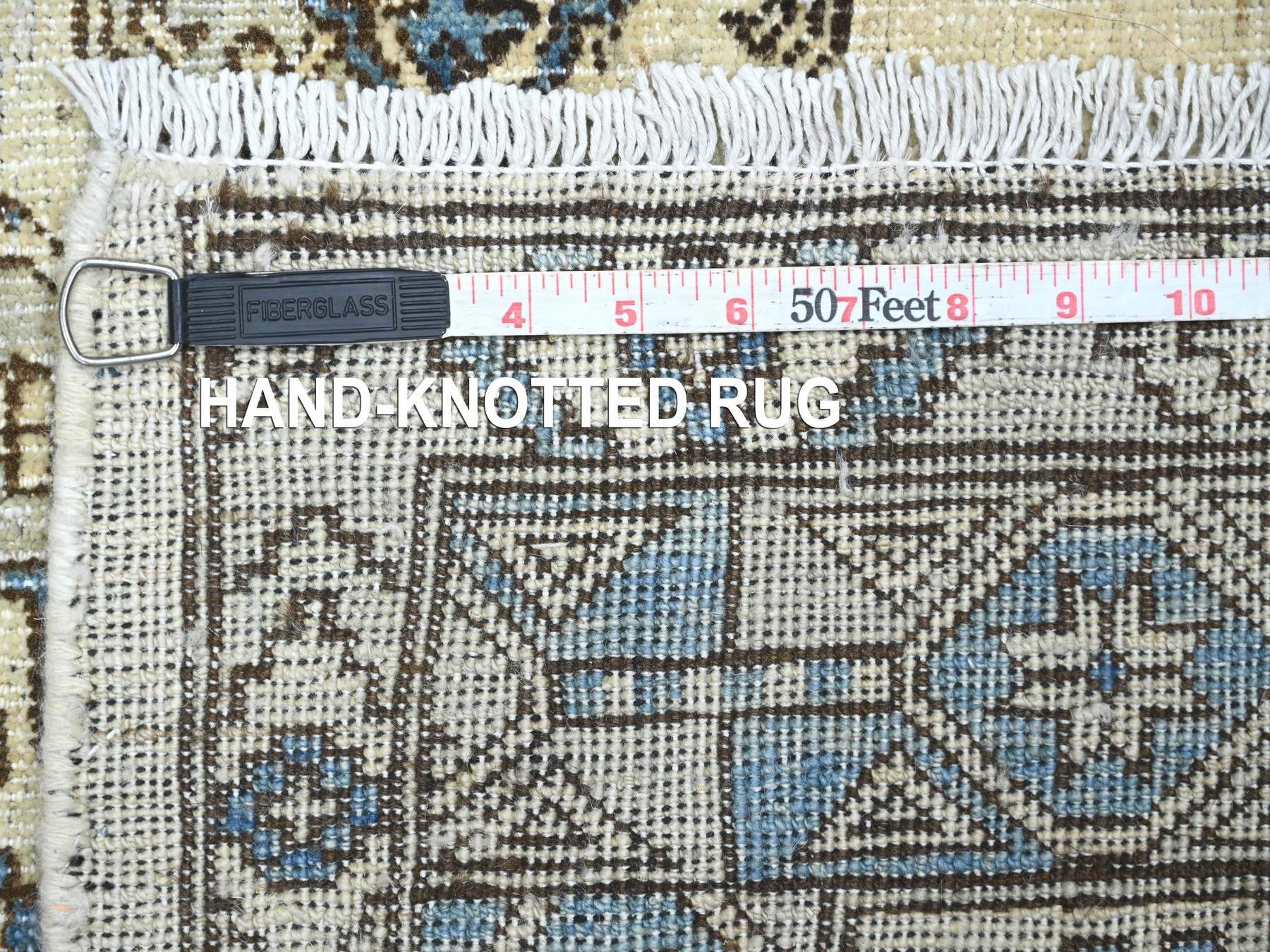 Ersari Tribal & Geometric hand-knotted wool rug in Ivory & Gray, 5'11" x 8'9" — SKU O022837 (view 6)