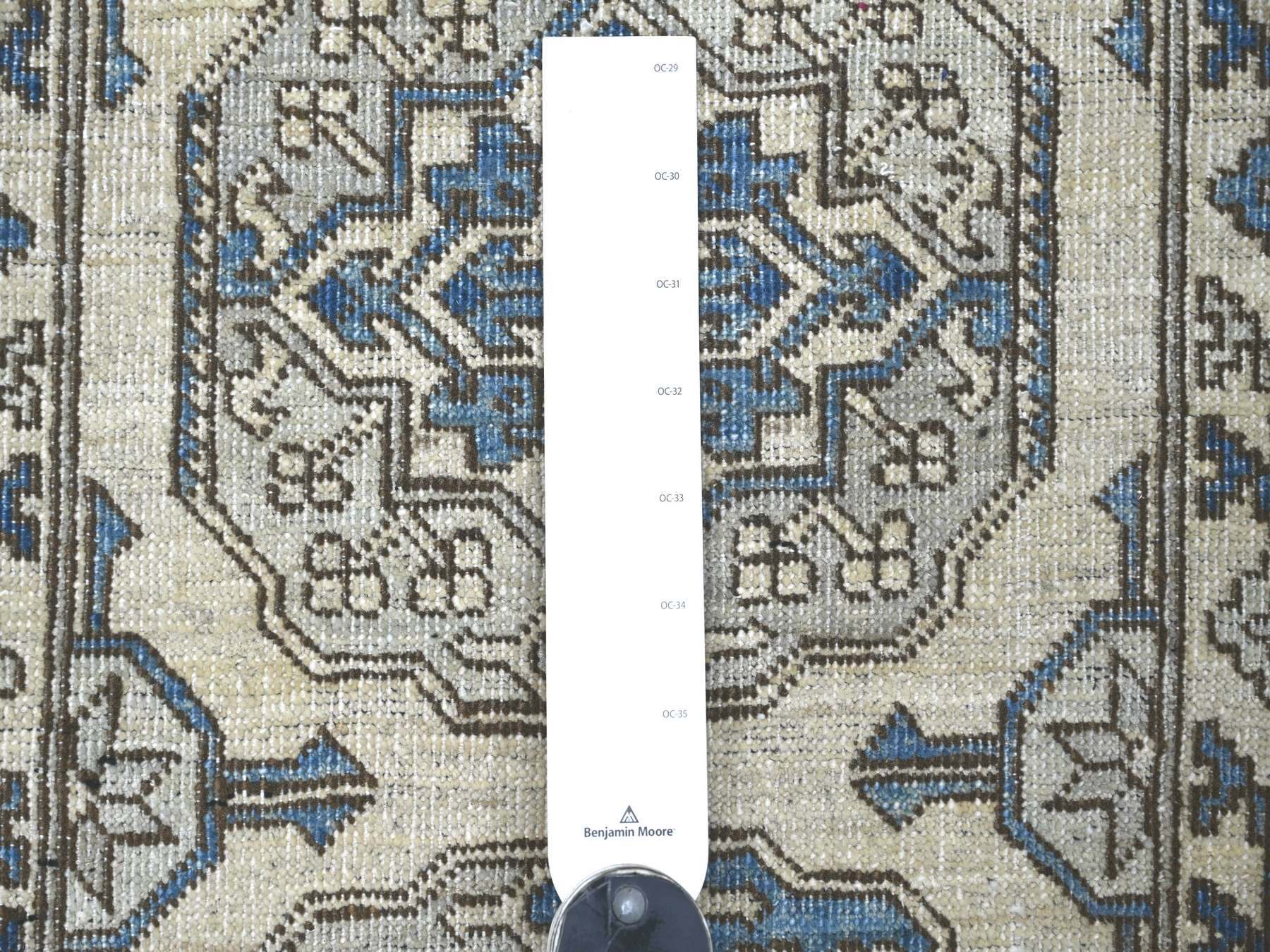 Ersari Tribal & Geometric hand-knotted wool runner in Ivory & Gray, 2'5" x 6'1" — SKU O022838 (view 3)