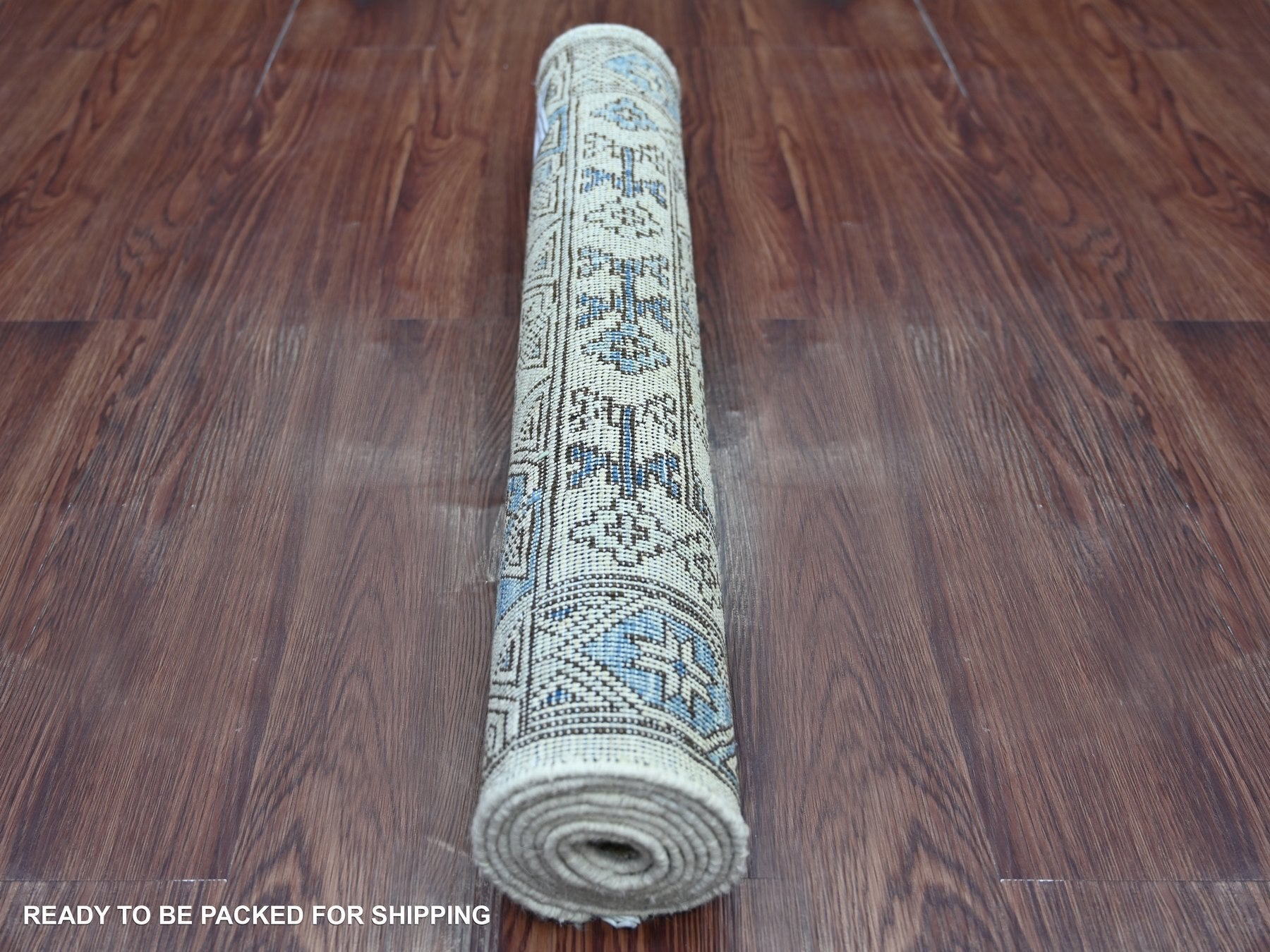 Ersari Tribal & Geometric hand-knotted wool runner in Ivory & Gray, 2'5" x 6'1" — SKU O022838 (view 4)