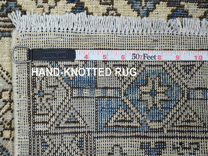 Ersari Tribal & Geometric hand-knotted wool runner in Ivory & Gray, 2'5" x 6'1" — SKU O022838 (view 6)