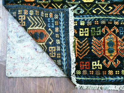 Ersari Tribal & Geometric hand-knotted wool runner in Blue, 2'9" x 11'9" — SKU O022839 (view 2)