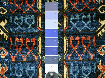 Blue 2'9" x 11'9" Tribal & Geometric Hand knotted Wool Rug - Sku: O022839