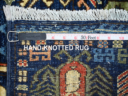 Blue 2'9" x 11'9" Tribal & Geometric Hand knotted Wool Rug - Sku: O022839