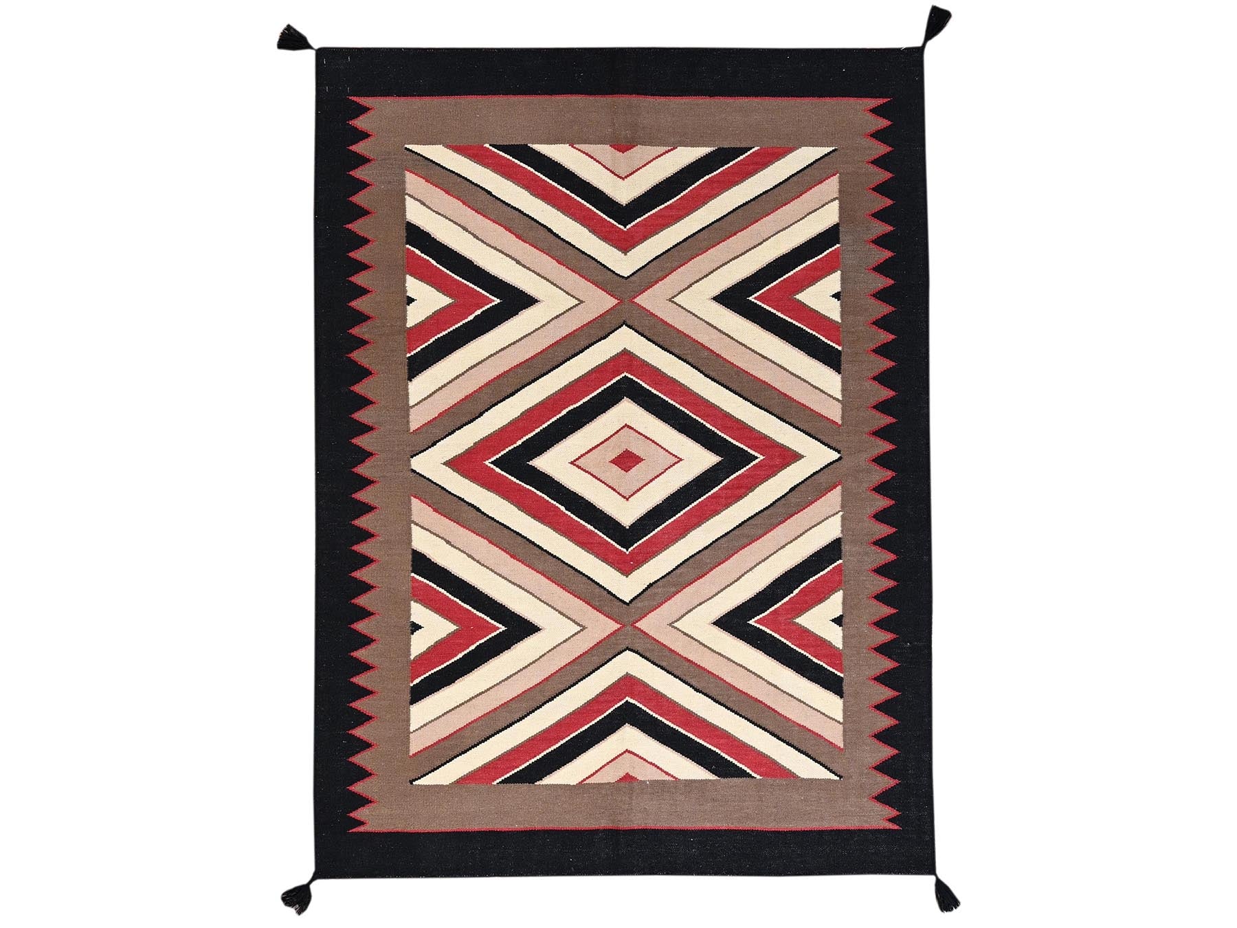 Brown 5'2" x 7'0" Flat Weave Hand woven Wool Rug - Sku: O02283