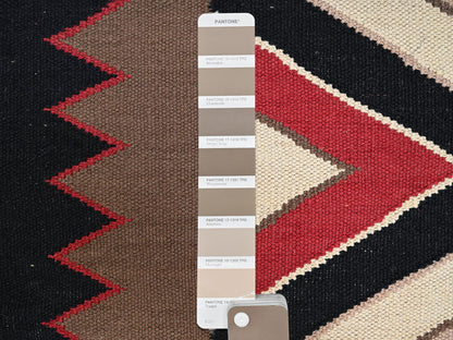 Brown 5'2" x 7'0" Flat Weave Hand woven Wool Rug - Sku: O02283