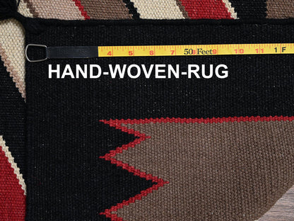 Brown 5'2" x 7'0" Flat Weave Hand woven Wool Rug - Sku: O02283