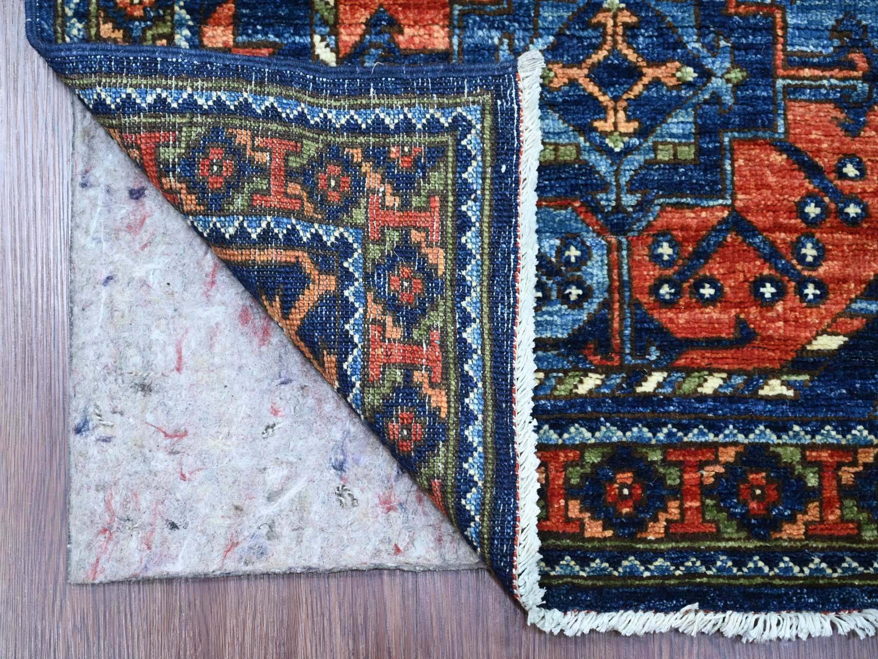 Blue 2'7" x 11'11" Tribal & Geometric Hand knotted Wool Rug - Sku: O022840