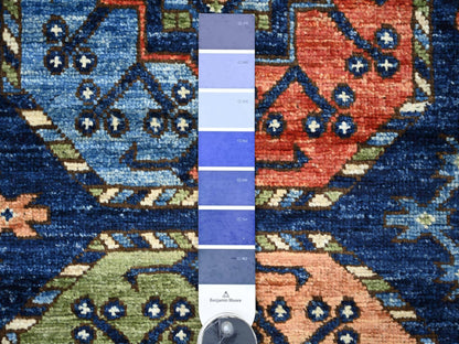 Blue 2'7" x 11'11" Tribal & Geometric Hand knotted Wool Rug - Sku: O022840