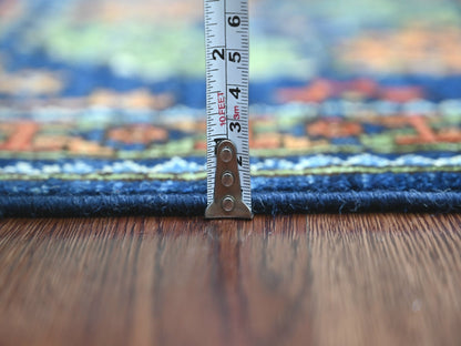 Ersari Tribal & Geometric hand-knotted wool runner in Blue & Rust, 2'7" x 11'11" — SKU O022840 (view 5)